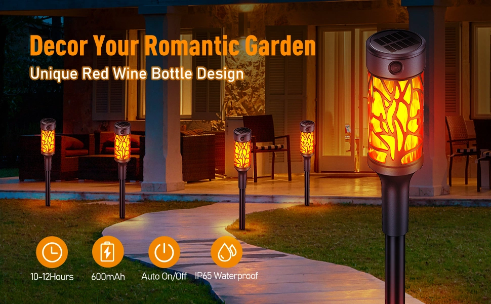 IP65 Waterproof Solar Garden Lights Realistic Flame Effect Solar Lights