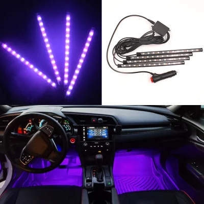 Controle de aplicativo colorido Faixa de luz para interior do carro LED Pé Luz de ambiente Outros acessórios de iluminação para carro