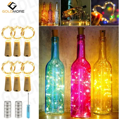 Goldmore11 10LEDs Cortiça para garrafa de vinho Luzes de corda de cobre para garrafa faça você mesmo, Luzes de fio de cobre LED