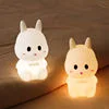 Lâmpada de LED para quarto criativa pequena Payellowrol Night Light Bunny para preto ecologicamente correto caixa colorida silicone coelho 40 60 nulo DC 6V