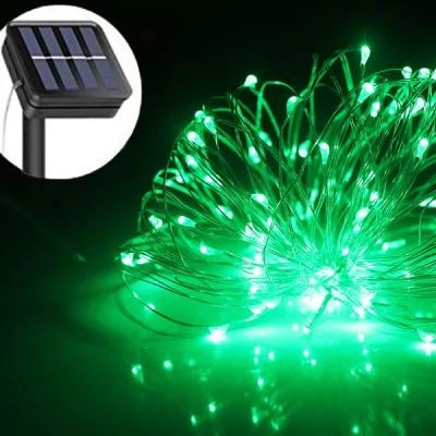 30m 300 LEDs 5V 200mA Luz Solar de Corda de Cobre de Natal ao ar livre Guirlanda Luz de Fada de Natal para Festival Decoração de Jardim para Casa de Férias