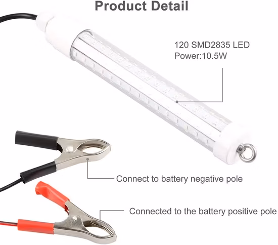 Lâmpada localizadora de peixes subaquática para pesca noturna LED submersível isca luz de pesca