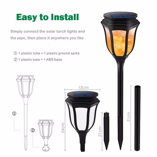 Tochas Solares Goldmore4 Tiki 96LEDs Dançando Chamas Solares de Jardim Paisagem Luzes de Cintilação para Externas
