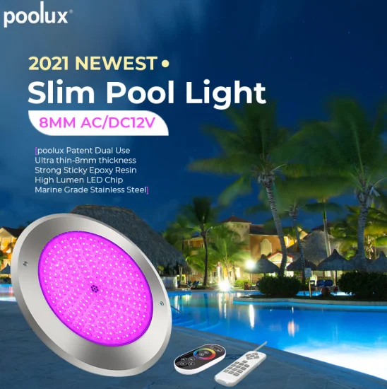 2021 Super Slim IP68 resina à prova d'água novo LED subaquático luz plana controle remoto